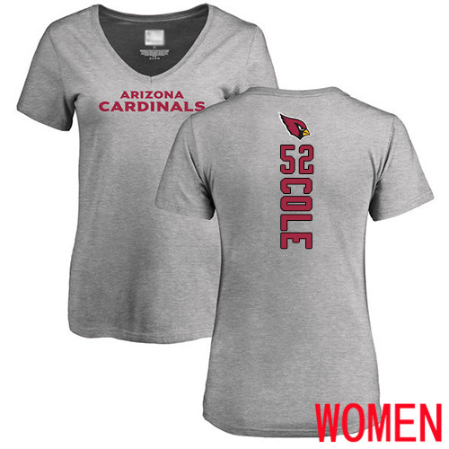 Arizona Cardinals Ash Women Mason Cole Backer V-Neck NFL Football #52 T Shirt